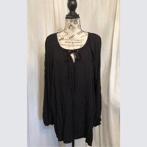 Black Long Sleeve Peasant Blouse